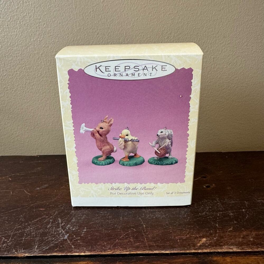Hallmark Strike up the Band! 3 pc mini keepsake ornaments bunny chick squirrel‎
